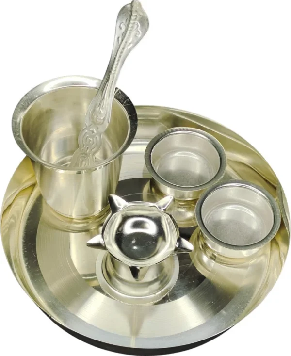 Pujabag Bhog Thali | Ladoo Gopal Prashad Thali Set Silver (6 Pieces, Silver)